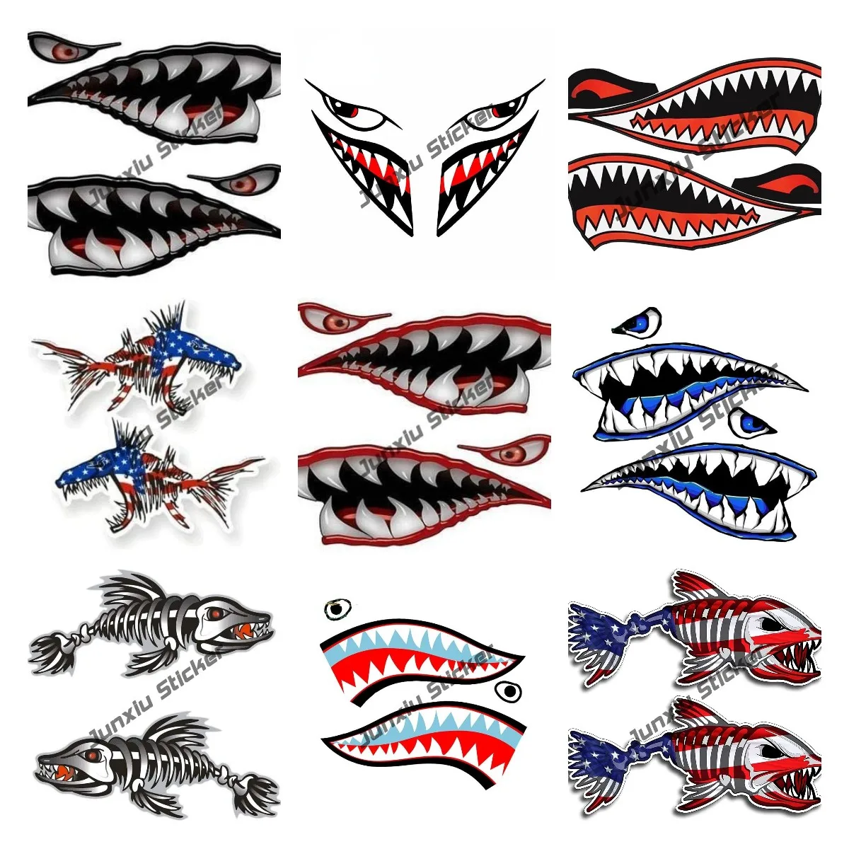 Fishing Boat Oar - Wand Kunst Warhawk Shark Tiger Aufkleber